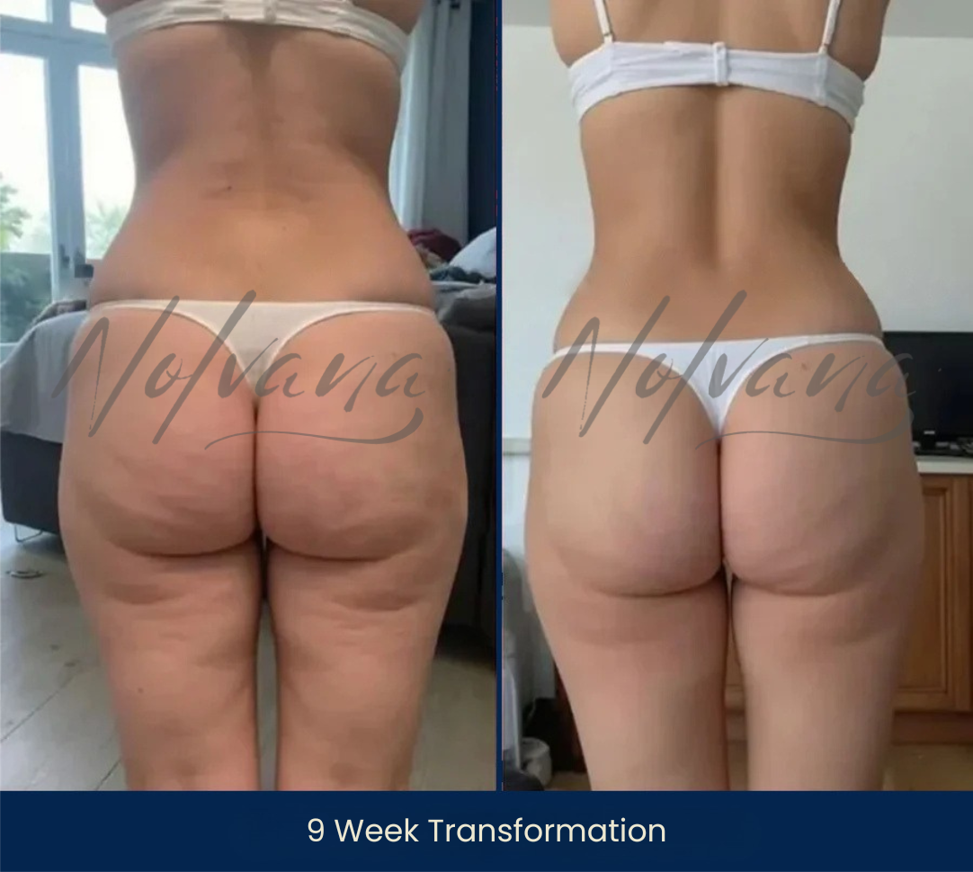Claire’s before-and-after photos showing a 9-week transformation
